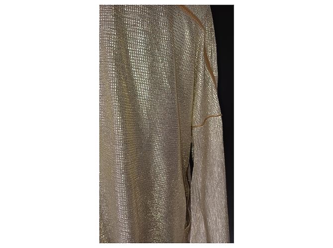 Autre Marque Set Canotta e Giacca Leggera in Seta Oro D'oro - vista 2