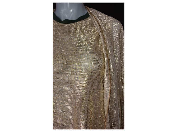 Autre Marque Set Canotta e Giacca Leggera in Seta Oro D'oro - vista 6