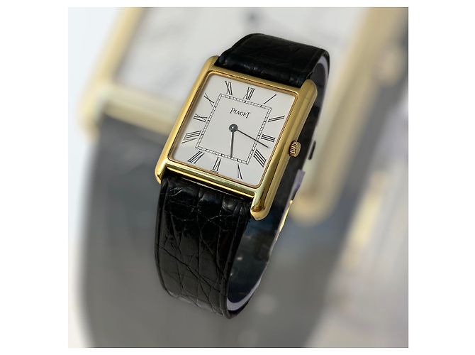 Relógio Piaget de Quartzo Ouro Amarelo e Couro Preto Dourado - vista 2