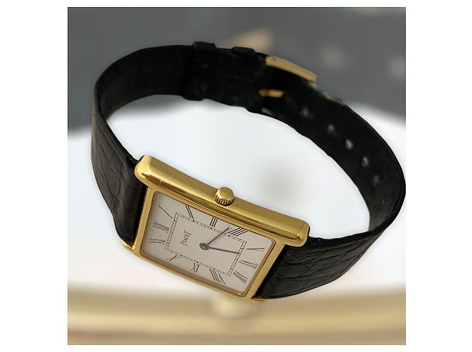Relógio Piaget de Quartzo Ouro Amarelo e Couro Preto Dourado - vista 6