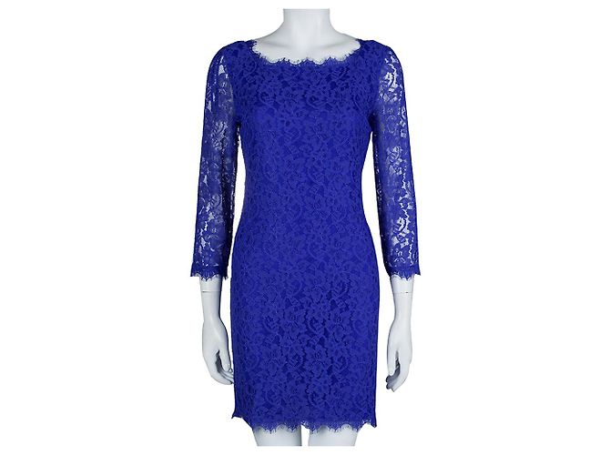 Diane Von Furstenberg DvF Zarita vestido de encaje cobalto Azul - vista 2