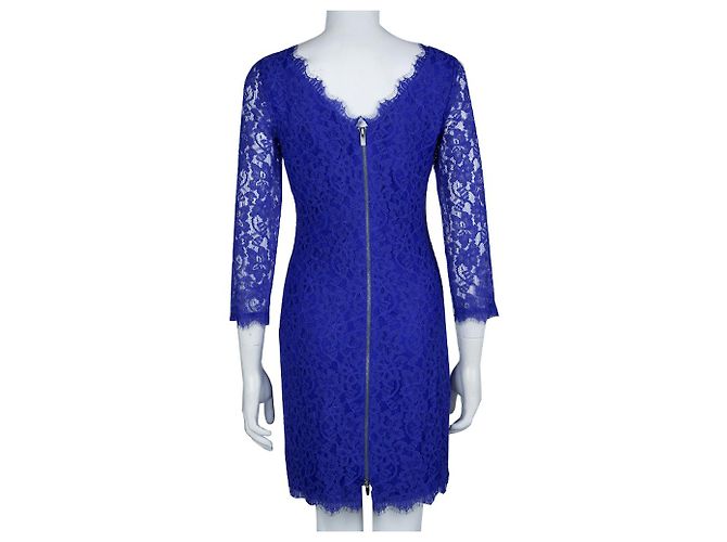 Diane Von Furstenberg DvF Zarita vestido de encaje cobalto Azul - vista 3