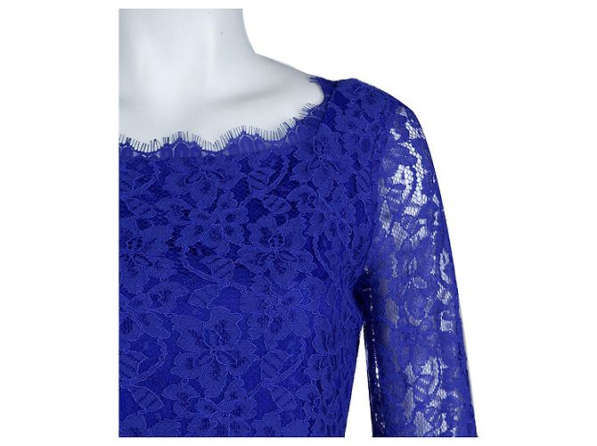 Diane Von Furstenberg DvF Zarita vestido de encaje cobalto Azul - vista 4