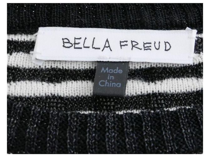 Bella Freud Schwarz-weiß kariertes Strickoberteil - Ansicht 4