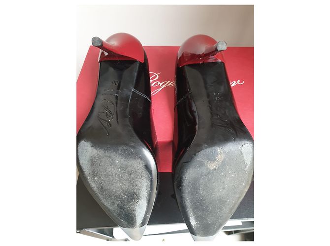 Décolleté Roger Vivier in vernice nera con tacco rosso 36 Nero - vista 7