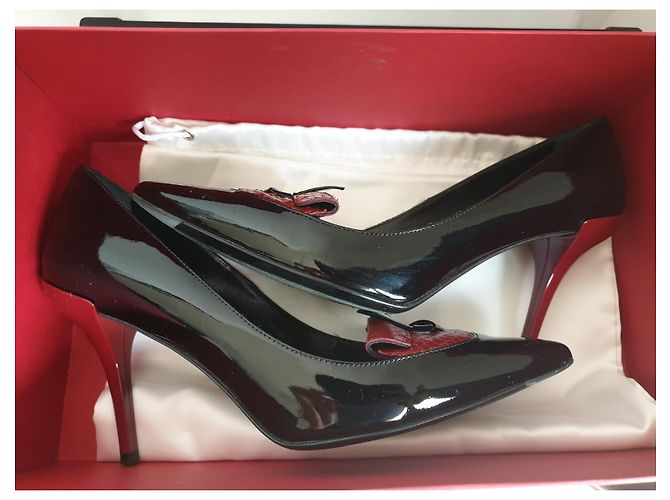 Décolleté Roger Vivier in vernice nera con tacco rosso 36 Nero - vista 8