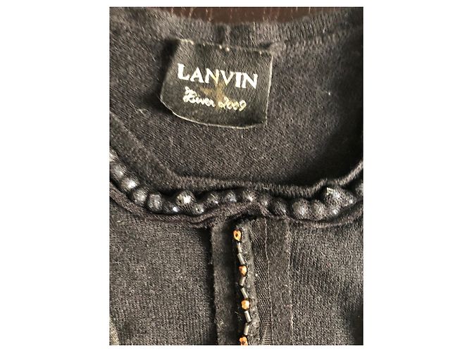 Regata Lanvin preta bordada com detalhes jet e ombros Preto - vista 2