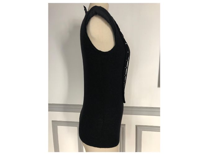 Regata Lanvin preta bordada com detalhes jet e ombros Preto - vista 3