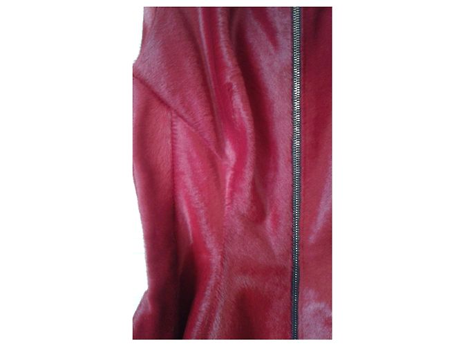Alaïa Kleid aus rotem Kalbleder Größe 38 - Ansicht 3