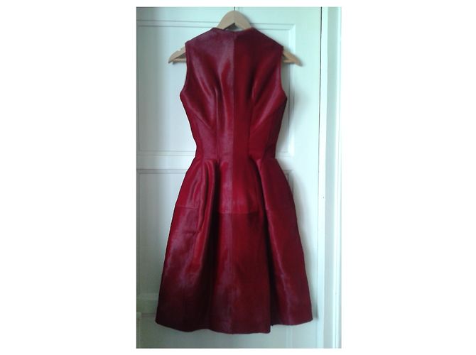 Alaïa Kleid aus rotem Kalbleder Größe 38 - Ansicht 4