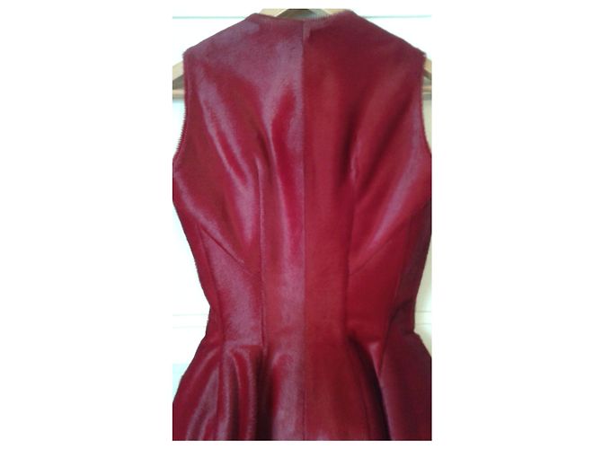 Alaïa Kleid aus rotem Kalbleder Größe 38 - Ansicht 5