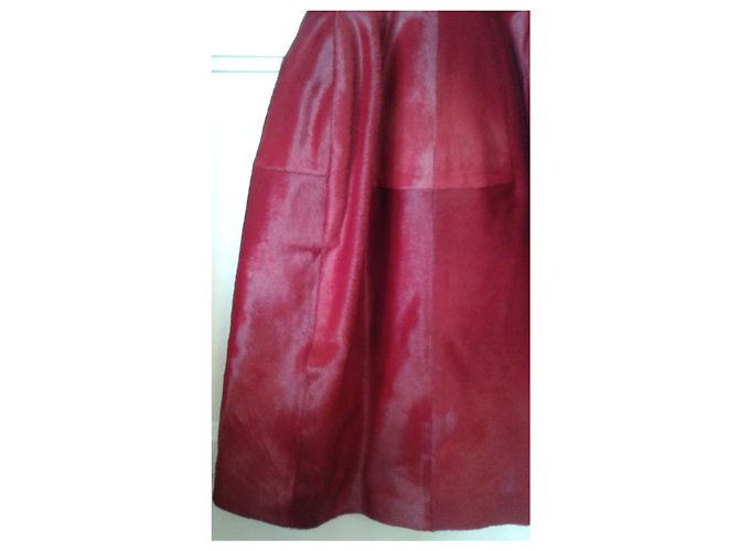 Alaïa Kleid aus rotem Kalbleder Größe 38 - Ansicht 6