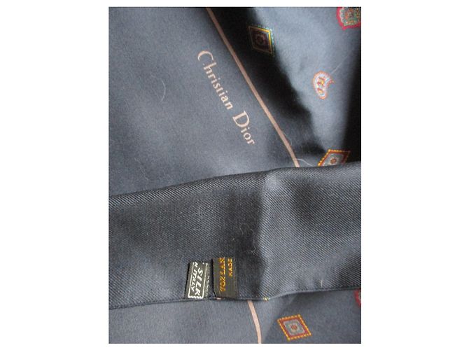 Sciarpa Christian Dior Blu con Motivo Cravatta in Lana e Seta - vista 3