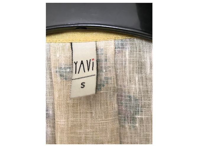 Autre Marque Abrigo largo D.T. YAVI Amarillo con Estampado Étnico en Lino Talla 36 - vista 3