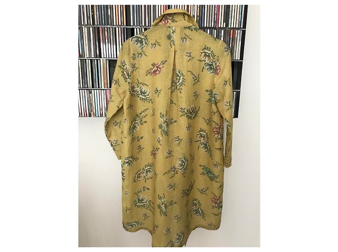 Autre Marque Abrigo largo D.T. YAVI Amarillo con Estampado Étnico en Lino Talla 36 - vista 6