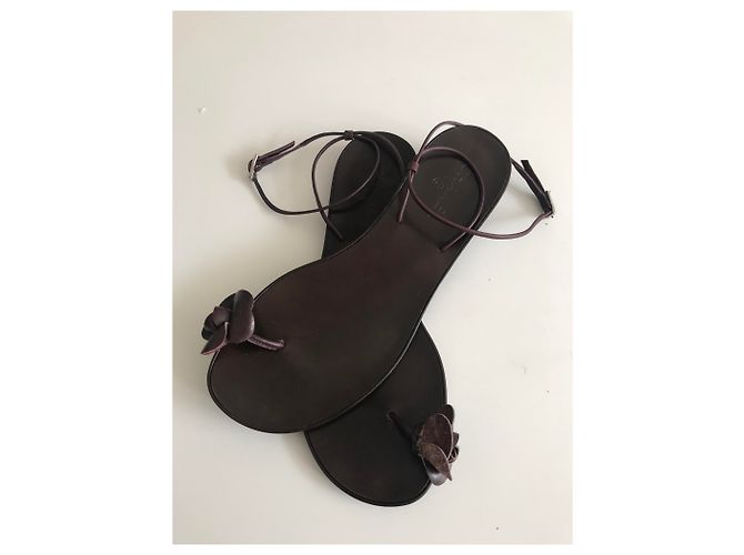 Chanel Camellia Toe Post Thong Sandals Brown - view 14