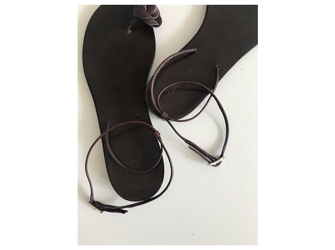 Chanel Camellia Toe Post Thong Sandals Brown - view 17