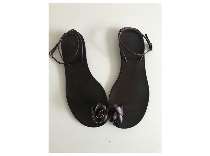 Chanel Camellia Toe Post Thong Sandals Brown - view 3