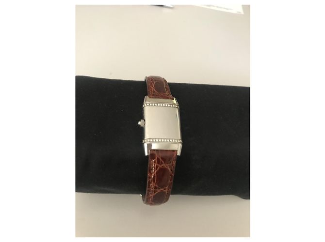 Jaeger Lecoultre Reverso Relógio de Aço e Diamantes Hardware prateado - vista 2