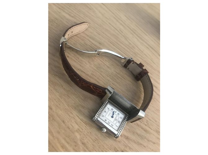 Jaeger Lecoultre Reverso Relógio de Aço e Diamantes Hardware prateado - vista 4