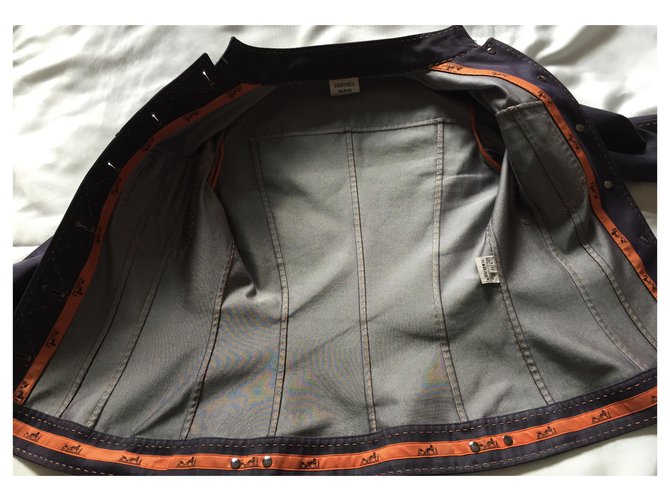 Hermès orange stitched jacket Blue - view 4