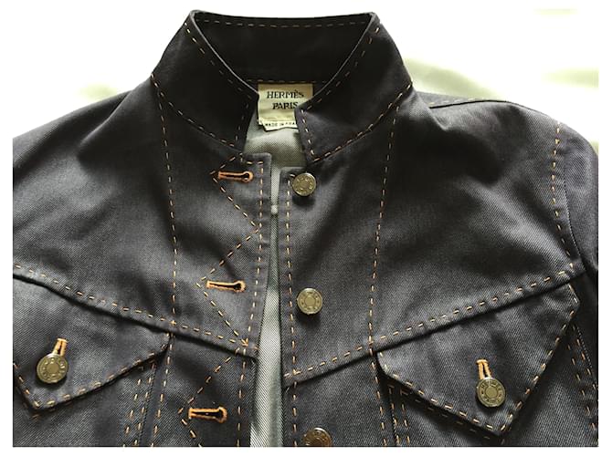 Hermès orange stitched jacket Blue - view 8