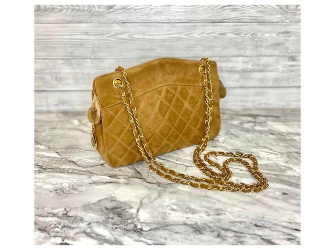 Timeless Superb Chanel bag in Camel suede with golden Caramel - view 10