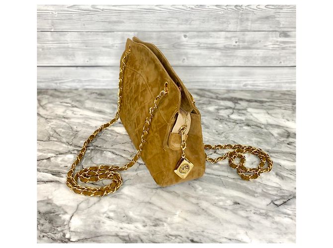 Timeless Superb Chanel bag in Camel suede with golden Caramel - view 7