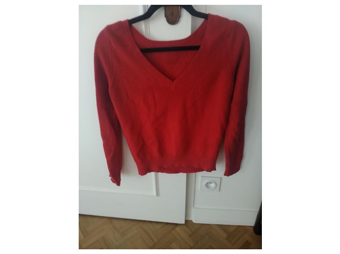 Suéter Zapa de algodón rojo con cuello redondo Roja - vista 3