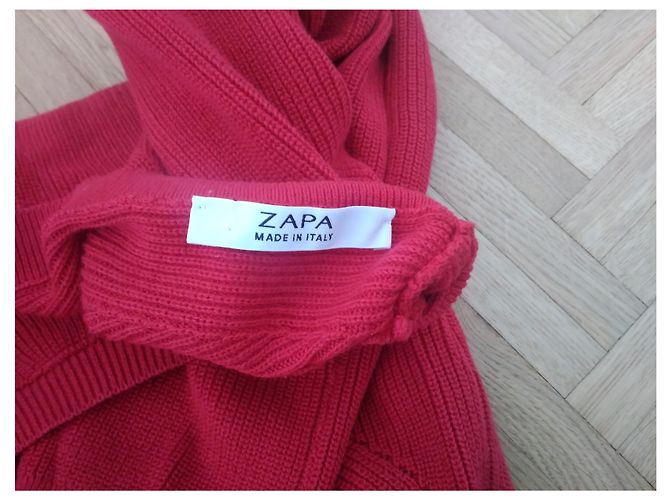 Suéter Zapa de algodón rojo con cuello redondo Roja - vista 8