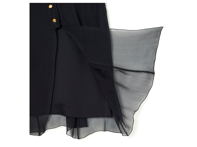 Chanel SCHWARZER SEIDEN-CHIFFON-SATIN FR36/38 - Ansicht 2