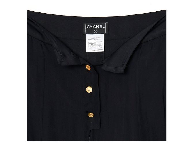 Chanel SCHWARZER SEIDEN-CHIFFON-SATIN FR36/38 - Ansicht 4