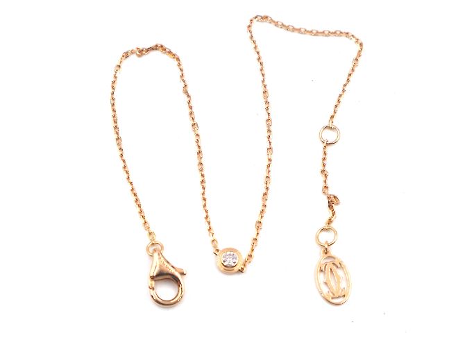 Cartier Rose Gold 18Bracciale a catena con diamanti a C foderato con k - vista 9