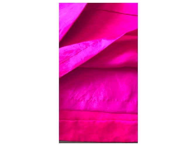 Autre Marque Falda de raso de seda rosa brillante - vista 12