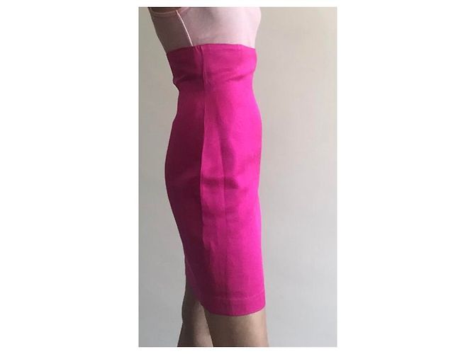 Autre Marque Falda de raso de seda rosa brillante - vista 9