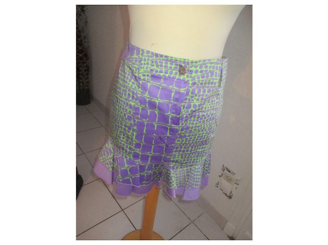 Autre Marque Completo giacca e gonna CHIARA D'ESTE malva e verde cotone Multicolore - vista 8