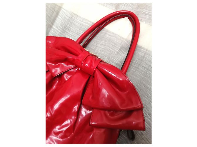 Borsa Valentino Garavani Lacca Bow in vernice rossa Rosso - vista 8