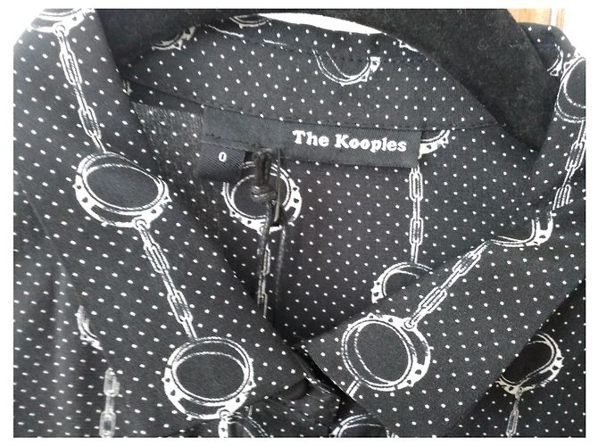 The Kooples Seidenhemdkleid Schwarz Weiß - Ansicht 10
