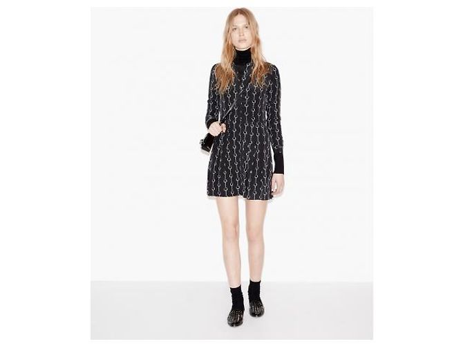 The Kooples Seidenhemdkleid Schwarz Weiß - Ansicht 12