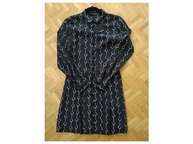 The Kooples Seidenhemdkleid Schwarz Weiß - Ansicht 2