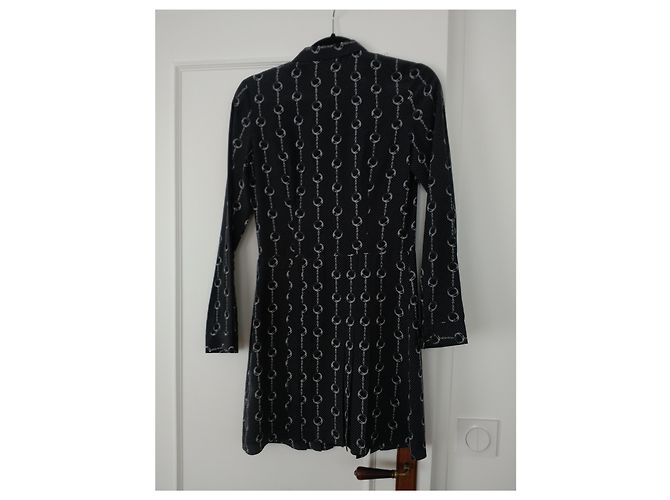 The Kooples Seidenhemdkleid Schwarz Weiß - Ansicht 3