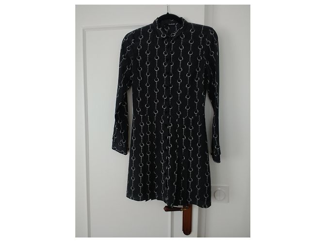 The Kooples Seidenhemdkleid Schwarz Weiß - Ansicht 4