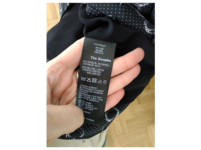 The Kooples Seidenhemdkleid Schwarz Weiß - Ansicht 7