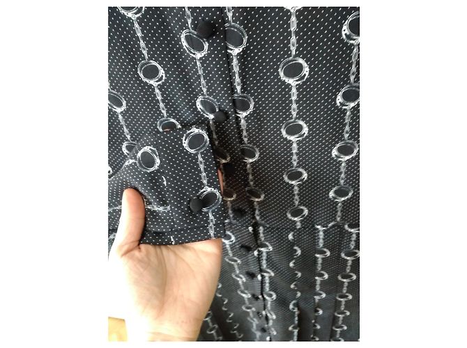 The Kooples Seidenhemdkleid Schwarz Weiß - Ansicht 9