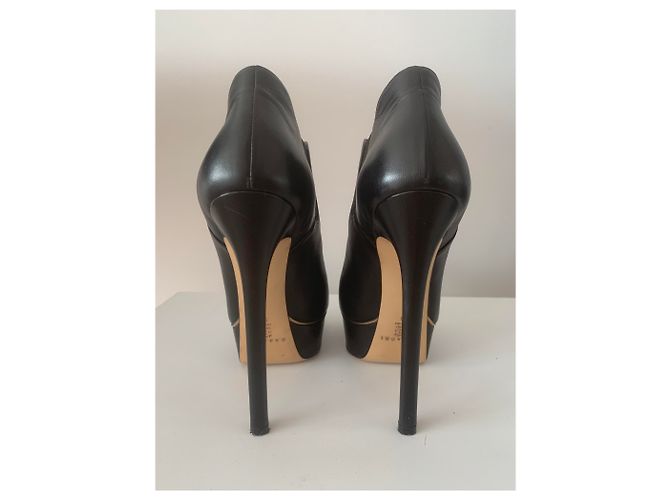 Stivaletti Casadei in pelle nera 38.5 Nero - vista 3
