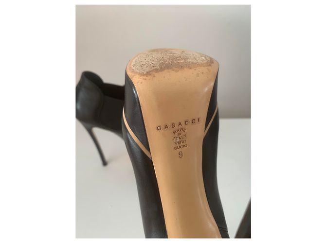 Stivaletti Casadei in pelle nera 38.5 Nero - vista 5
