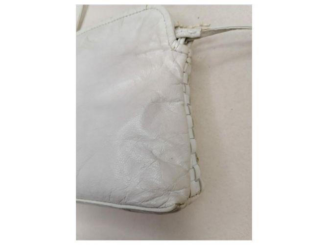 Fendi Vintage gewebte Leder Umhängetasche Weiß - Ansicht 12