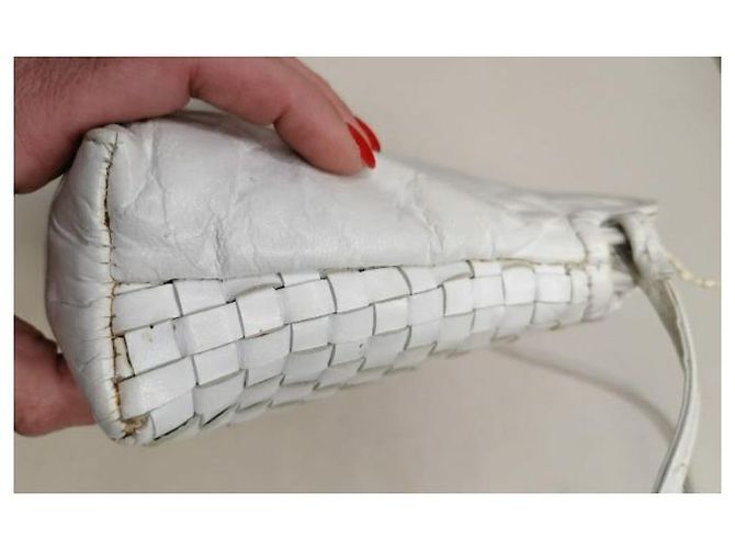 Fendi Vintage gewebte Leder Umhängetasche Weiß - Ansicht 13