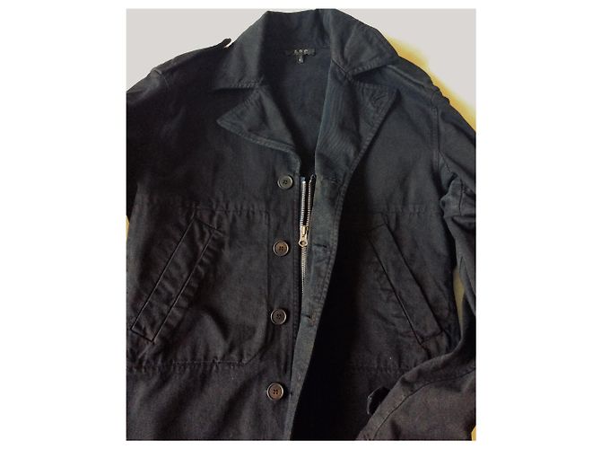Giacca stile biker nera in cotone Apc Nero - vista 4