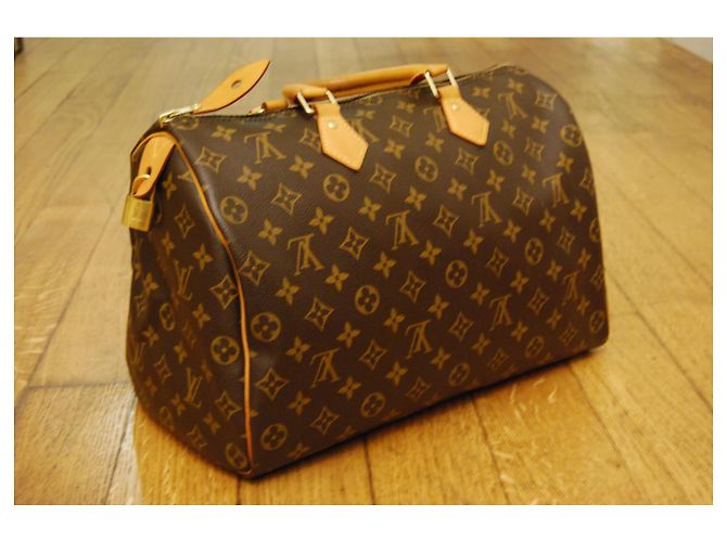 Louis Vuitton Speedy 35 Borsa a mano in pelle marrone - vista 2